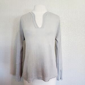 InHabit Gray Linen Long Sleeve Blouse Size M